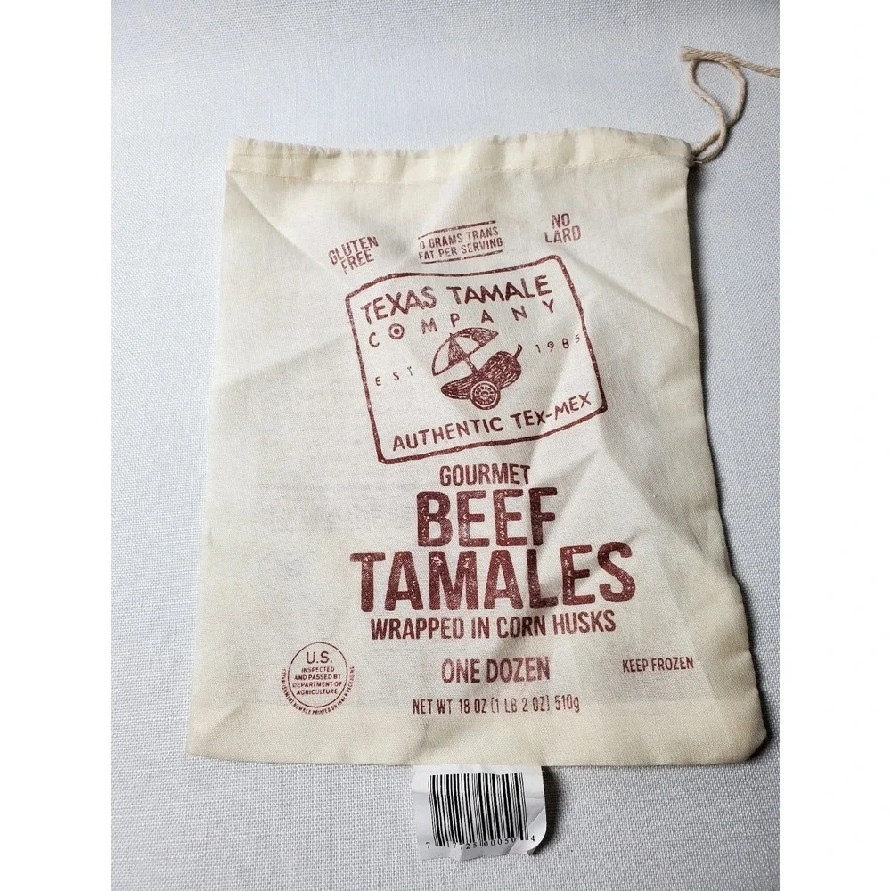 Texas Tamale Company Drawstring Cotton Bag Reusable Grocery Tote Tex-Mex Tamales